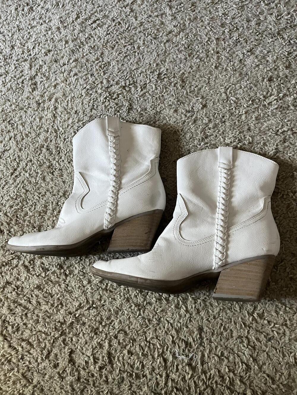 White Western Ankle Boots with Embroidered Detail